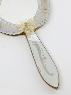 Murano Glass Handheld Vanity Mirror, circa 1950s, Italy, Venetian Venice