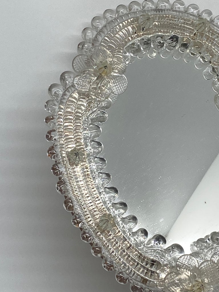 Murano Glass Handheld Vanity Mirror, circa 1950s, Italy,