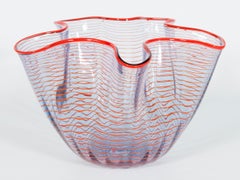 Murano Glass Handkerchief "Fazzoletto" Red and Transparent Venini, 1960s