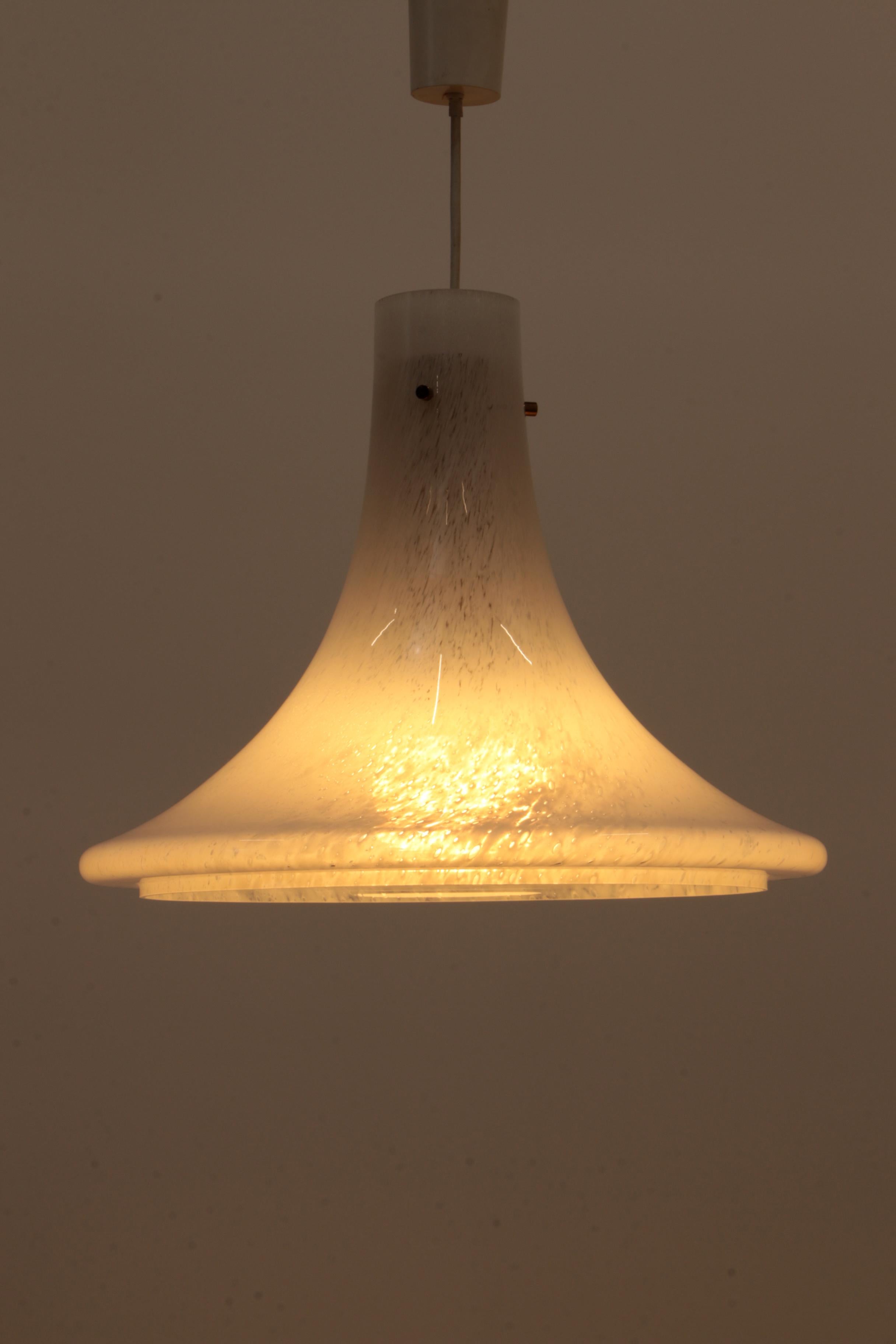 Late 20th Century Murano Glass Hanging Lamp White Glashutte Limburg, 1970