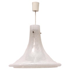 Murano Glass Hanging Lamp White Glashutte Limburg, 1970