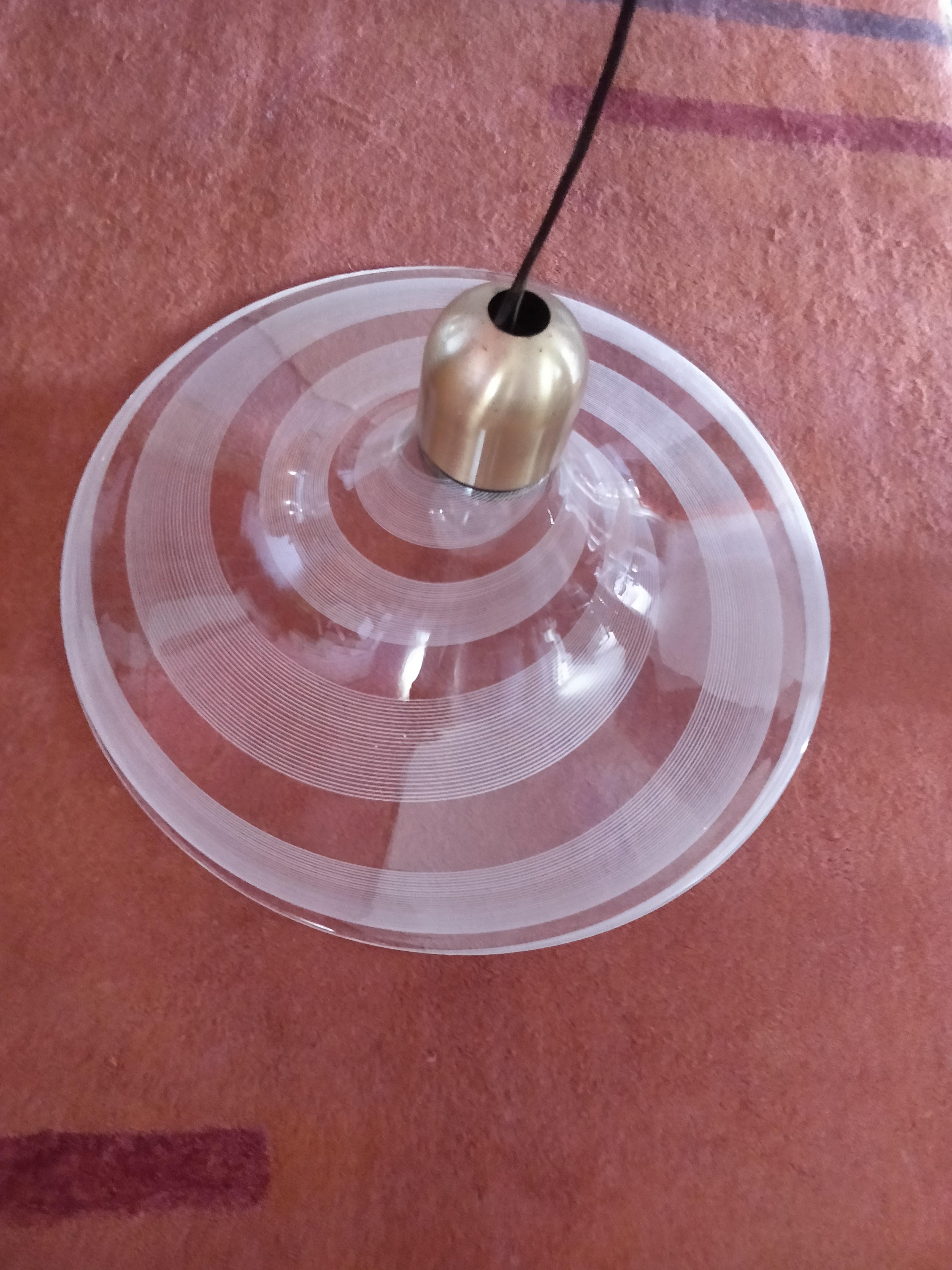 Murano glass hanging lamp with spiral motif, 1970s in vendita 2