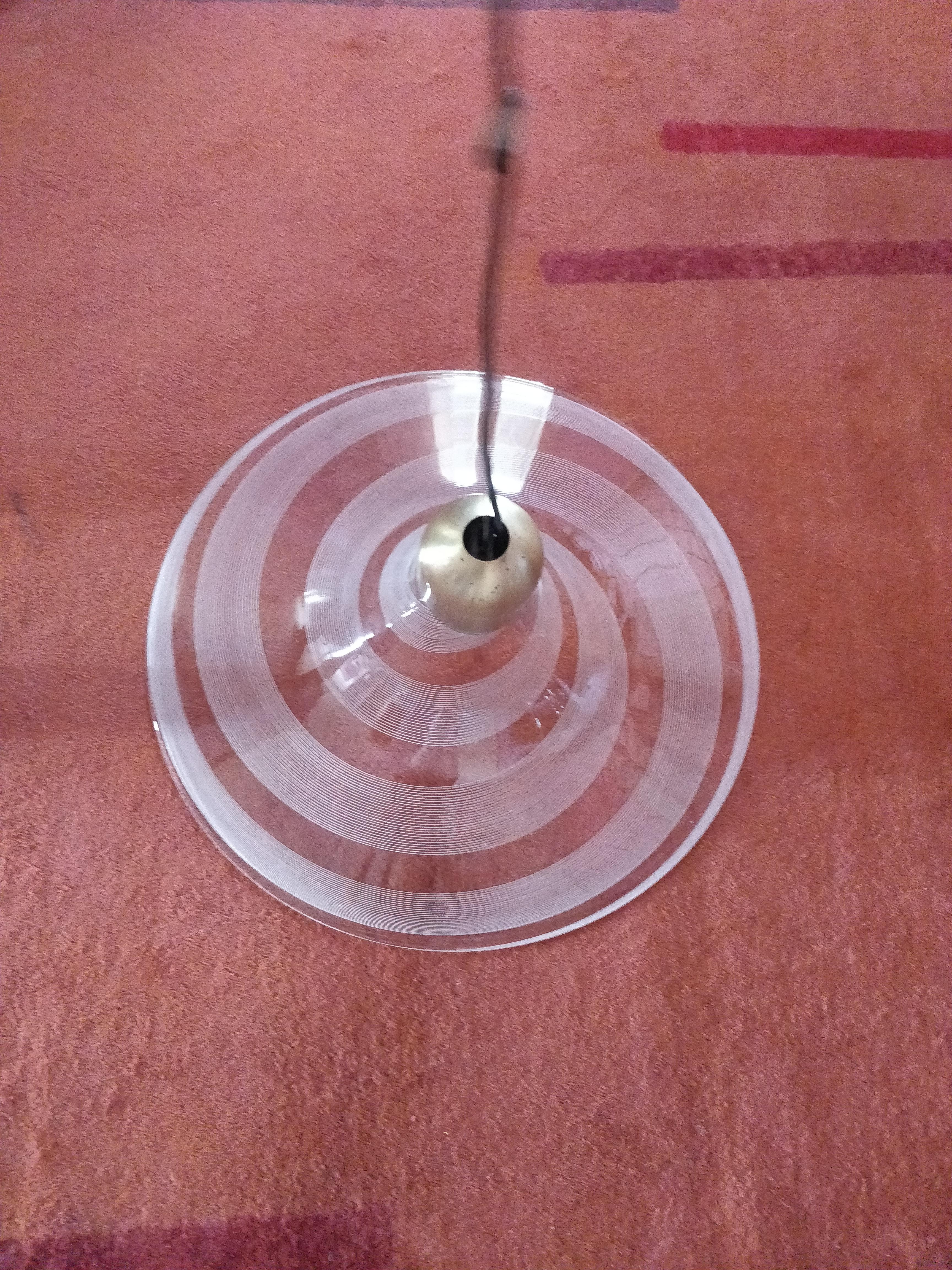 Murano glass hanging lamp with spiral motif, 1970s in vendita 1