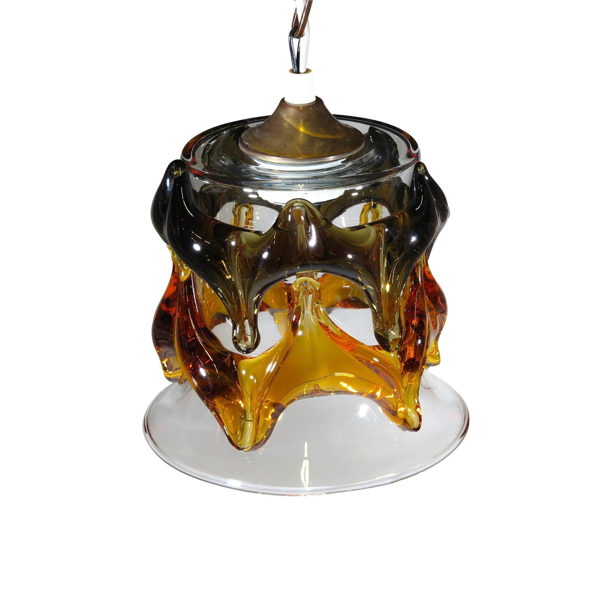 Mid-Century Modern Murano Glass Hanging Pendant Light For Sale