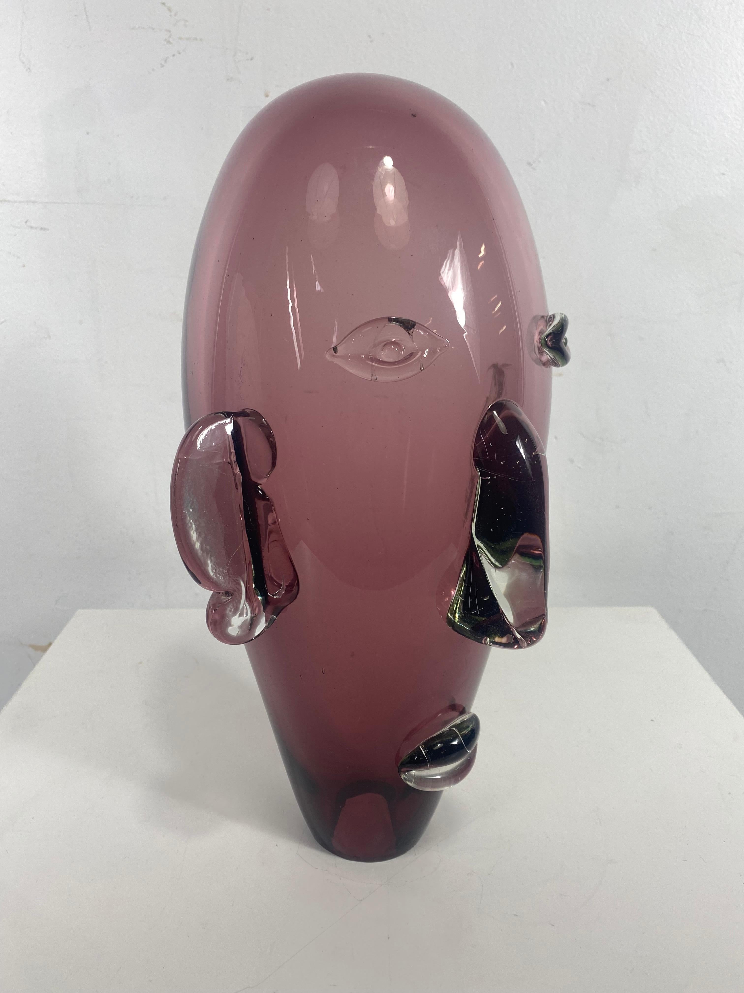 Murano glass head / face sculpture / art glass, modernist design.
