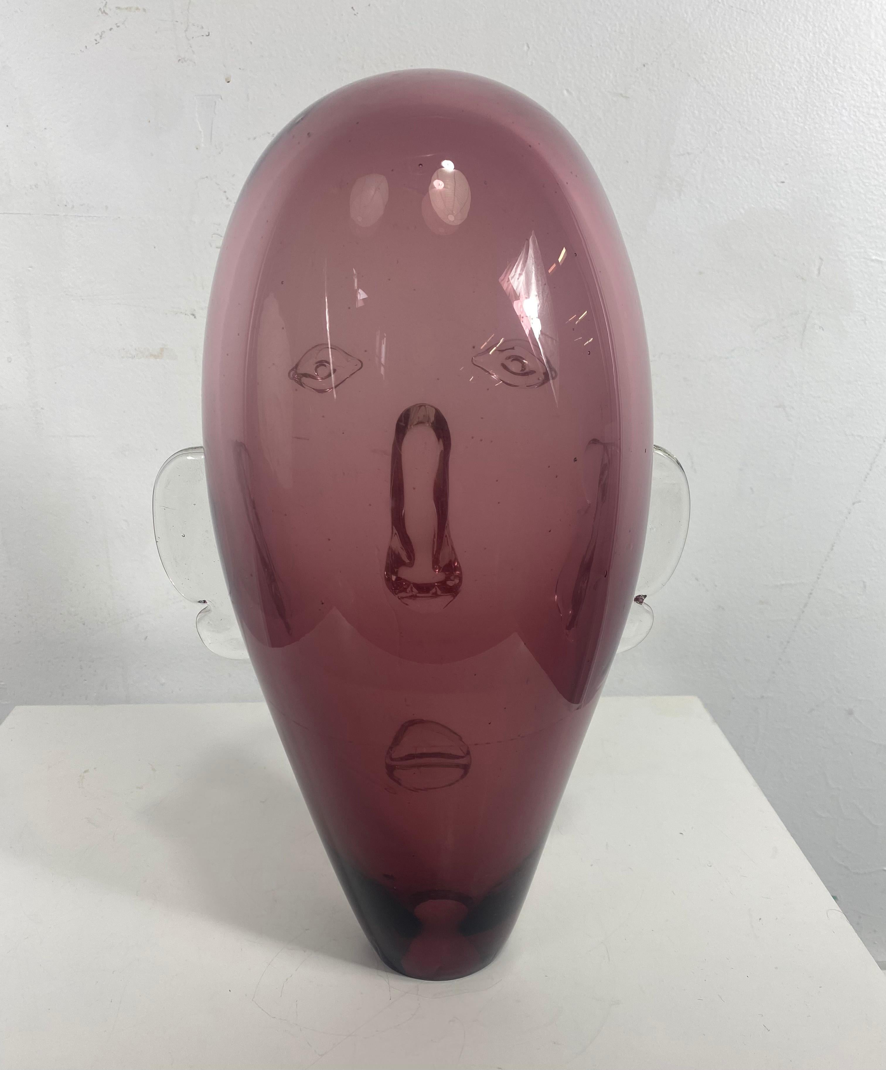 Late 20th Century Murano Glass Head / Face Sculpture / Art Glass