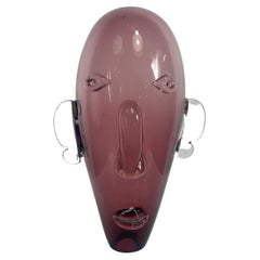 Kopf/Face-Skulptur aus Muranoglas / Kunstglas
