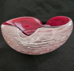 Murano Glass Heart-Shaped Bowl, Bullicante & Swirl, Barovier & Toso suspected