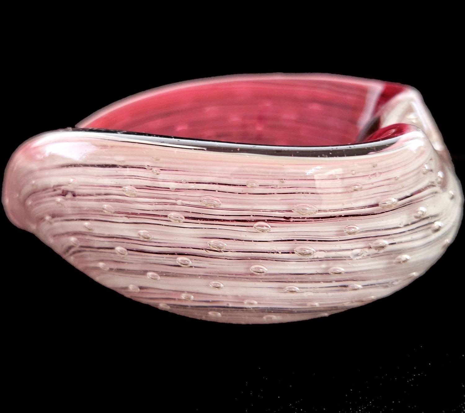 Italian Murano Glass Heart-Shaped Bowl, Bullicante & Swirl, Barovier & Toso suspected For Sale