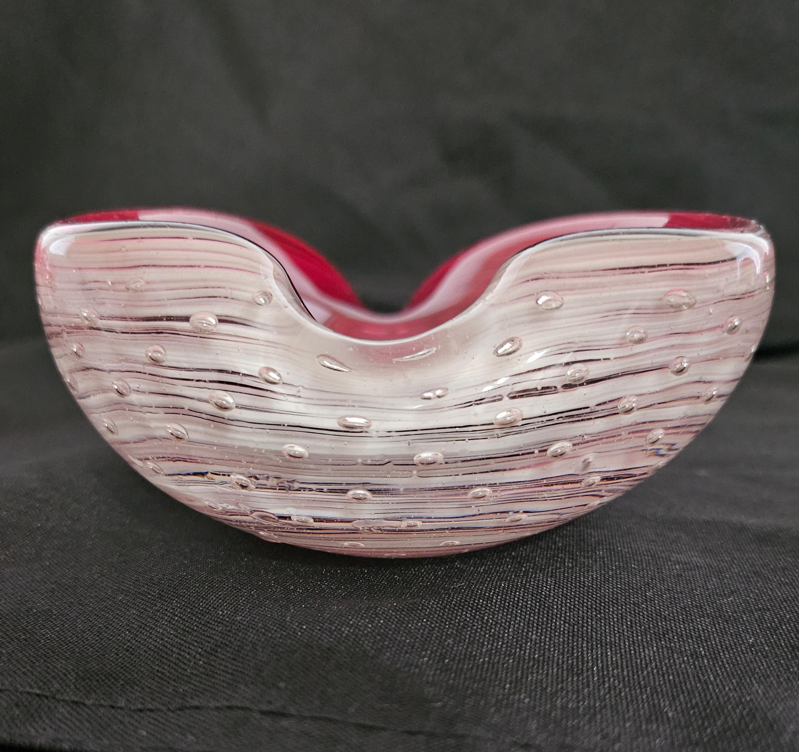 Other Murano Glass Heart-Shaped Bowl, Bullicante & Swirl, Barovier & Toso suspected For Sale
