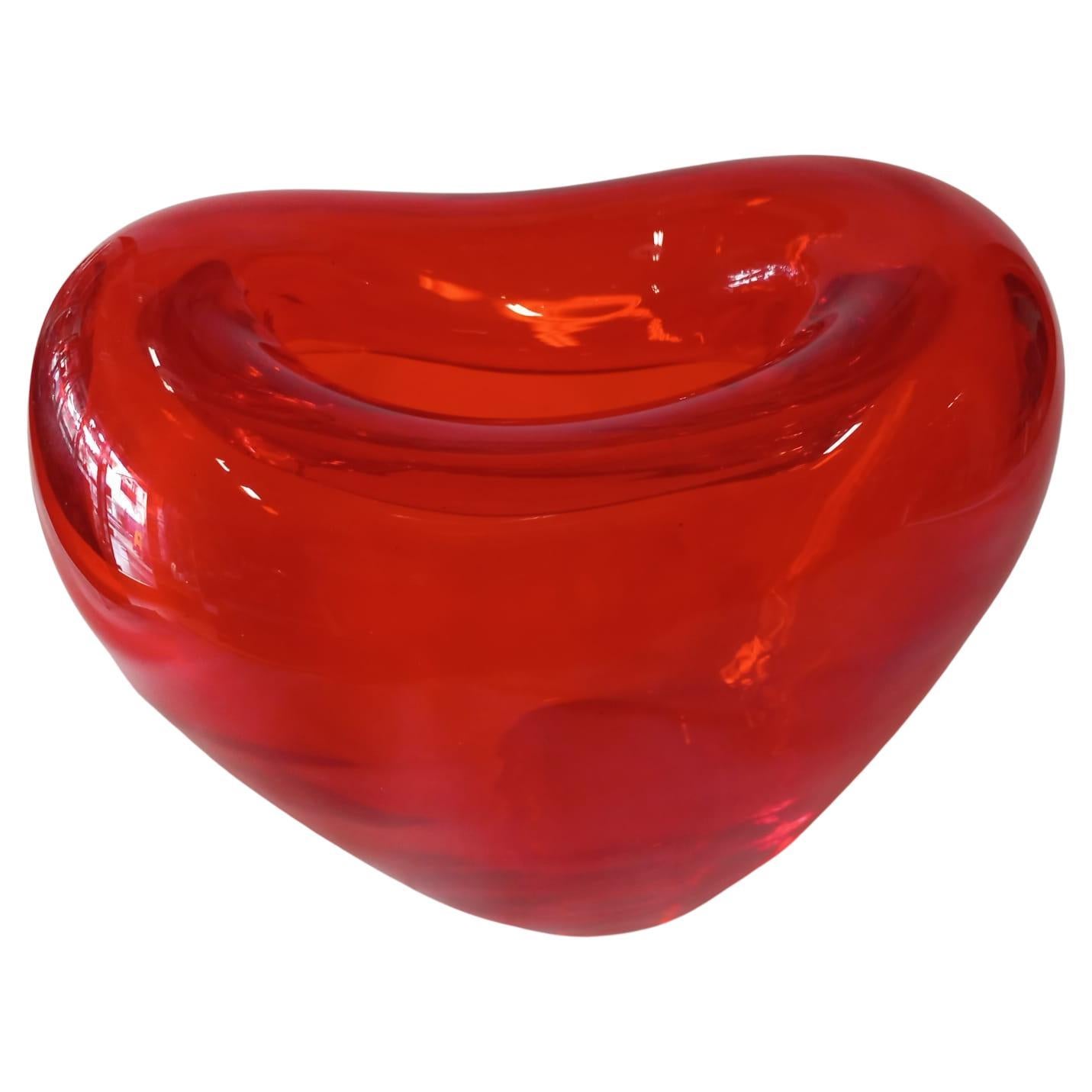 Murano Glass Heart Vase by Maria Christina Hamel, 1990s For Sale 1