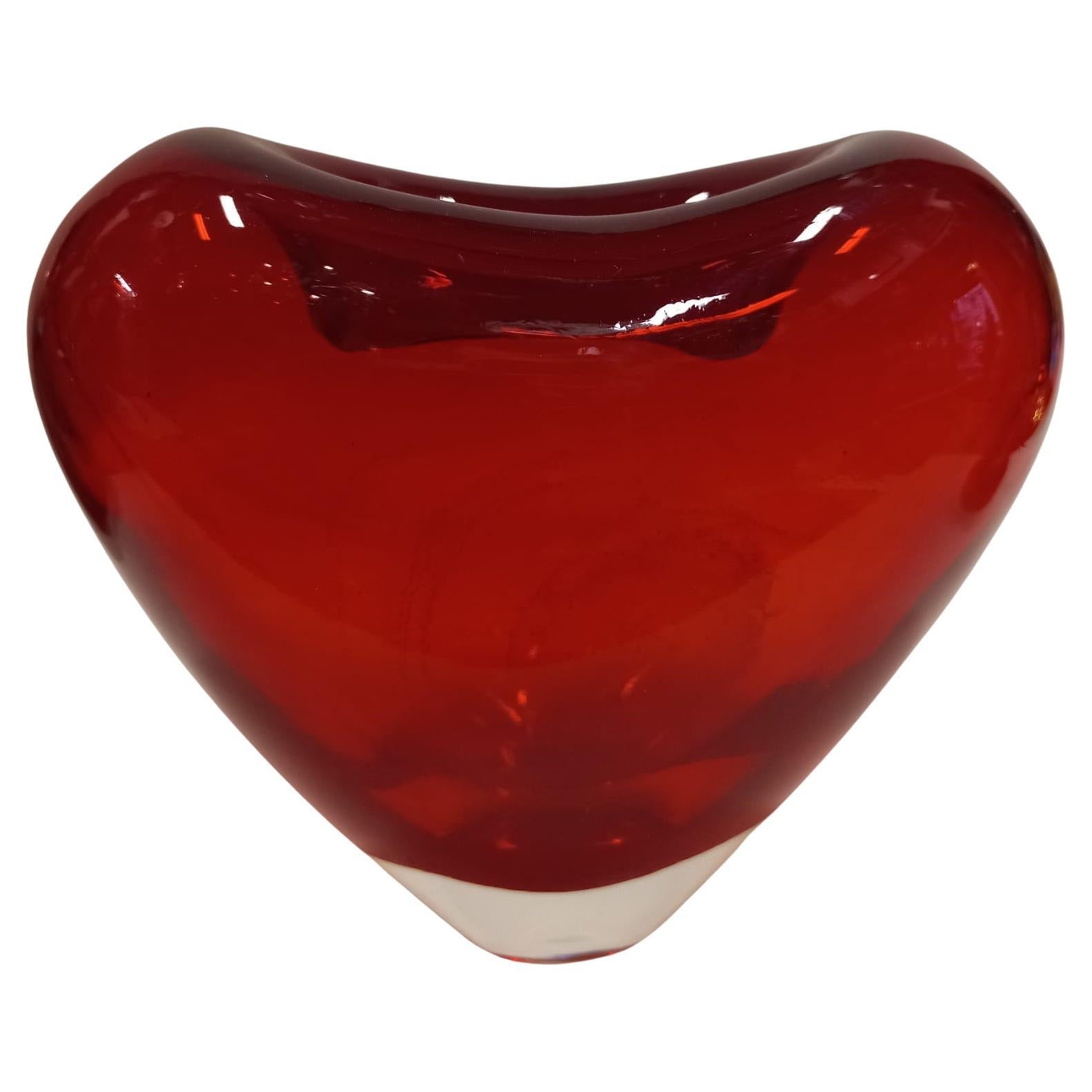 Murano Glass Heart Vase by Maria Christina Hamel, 1990s For Sale