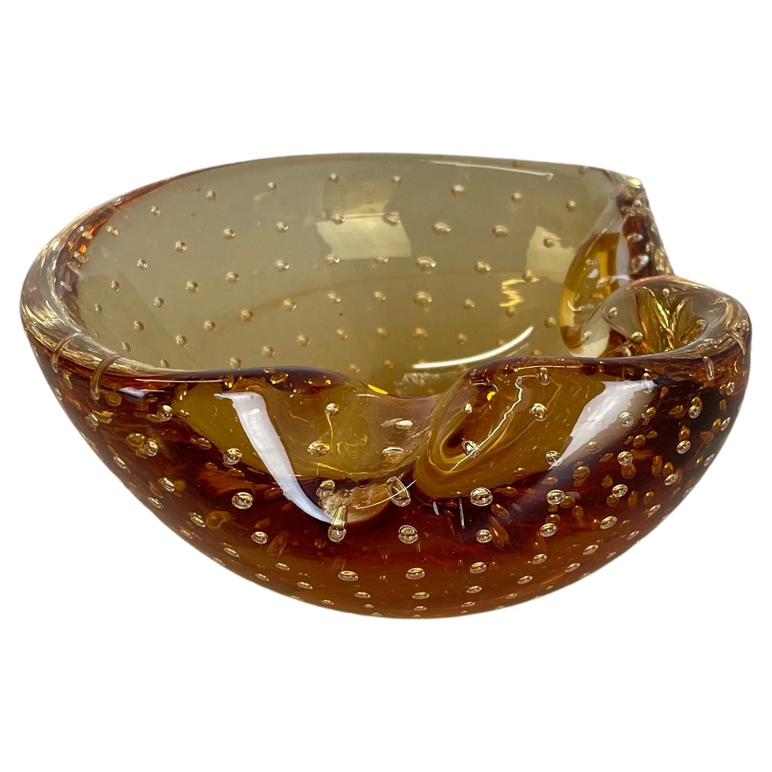 Murano Glass "honey bubble" Bowl Element Shell Ashtray Murano, Italy, 1970s