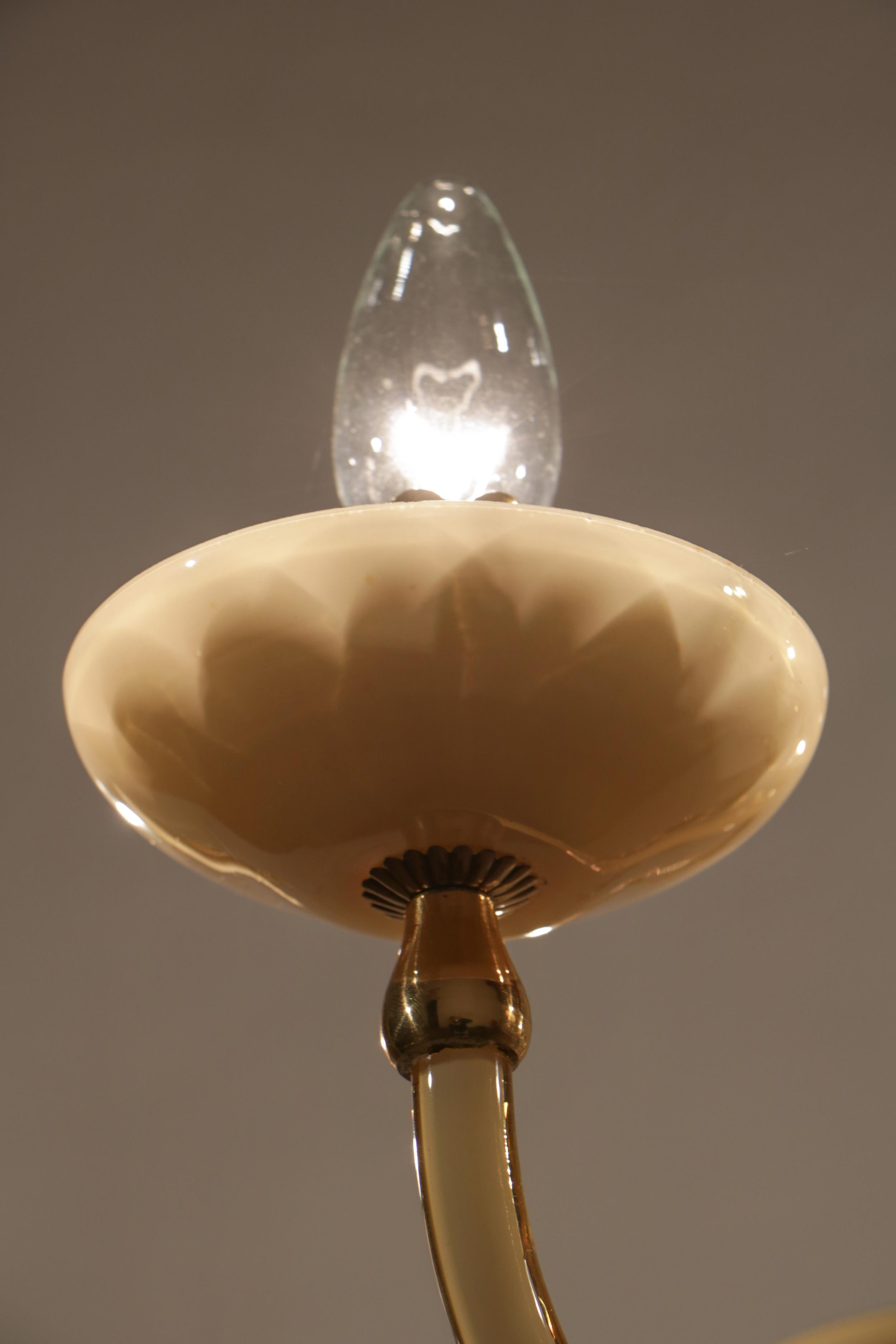 Murano Glass Honey Color Italian Mid-Century Modern Six Lights Chandelier, 1950s 9