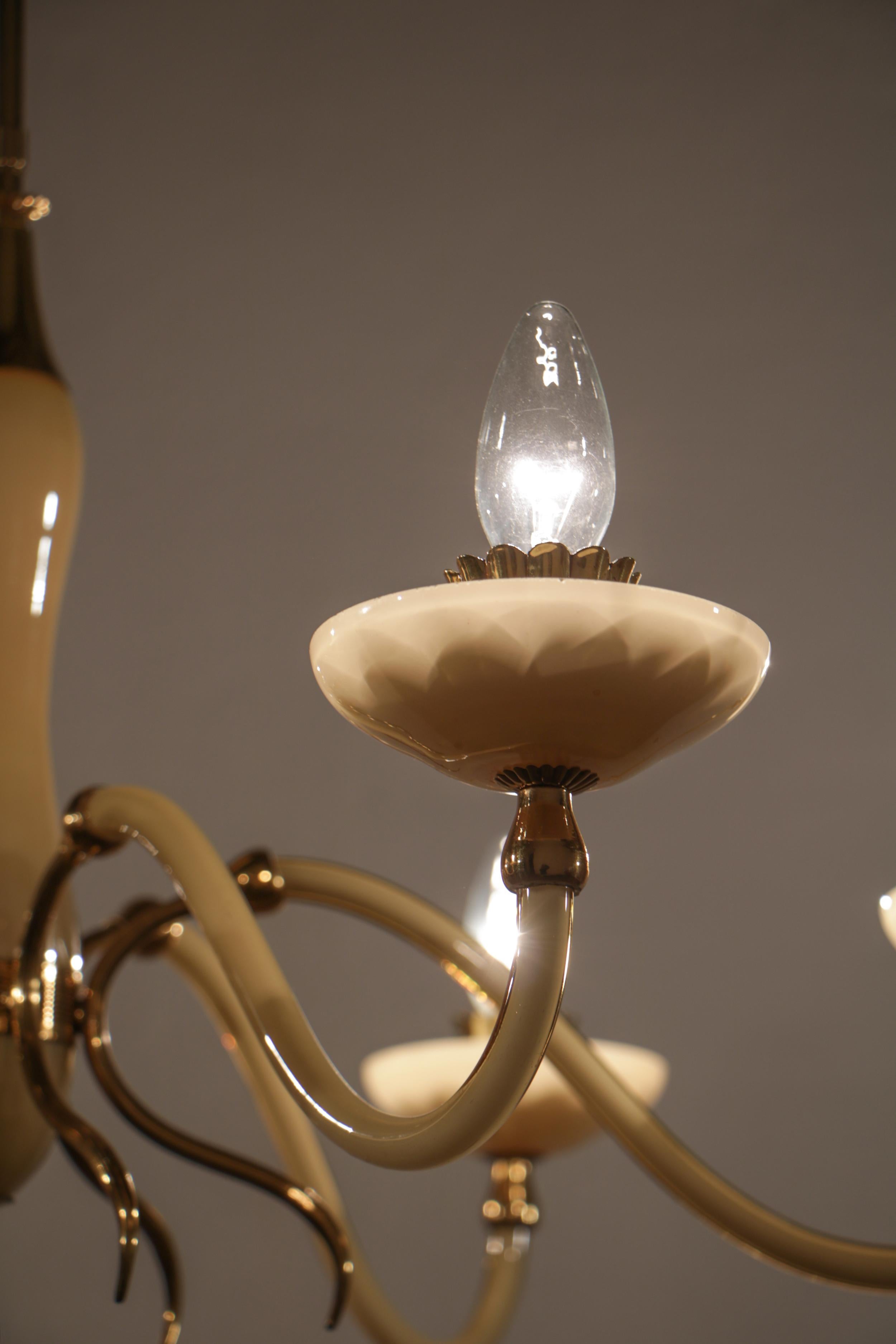 Murano Glass Honey Color Italian Mid-Century Modern Six Lights Chandelier, 1950s 10