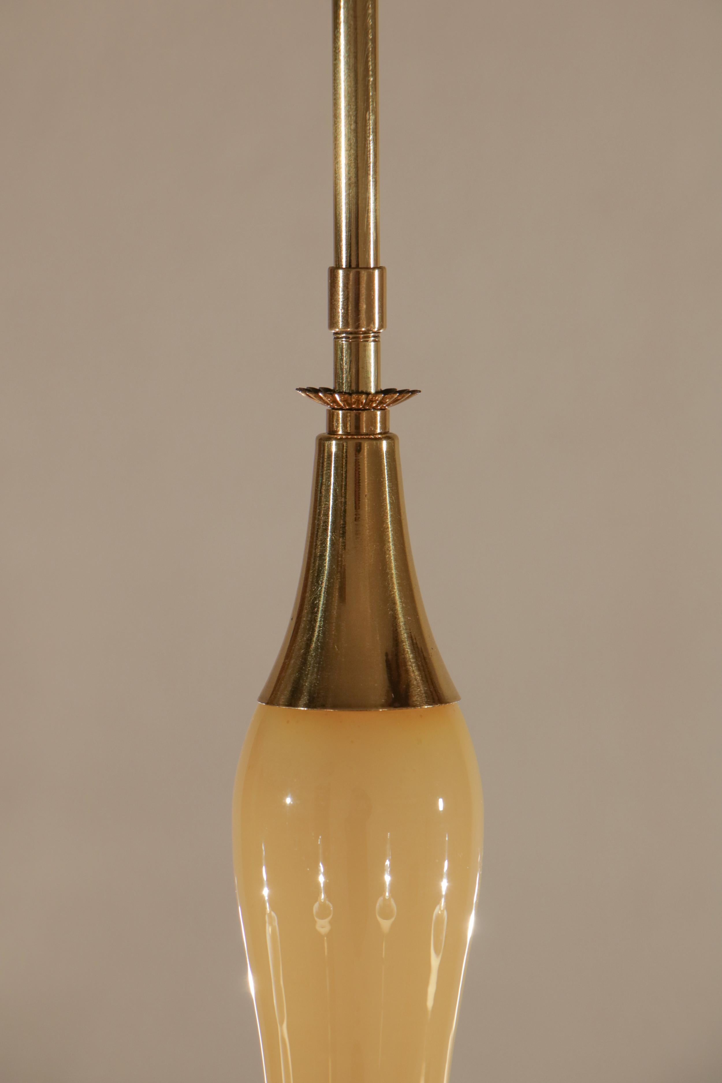 Murano Glass Honey Color Italian Mid-Century Modern Six Lights Chandelier, 1950s 13