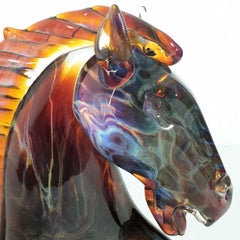 Murano glass horse sculpture, signed