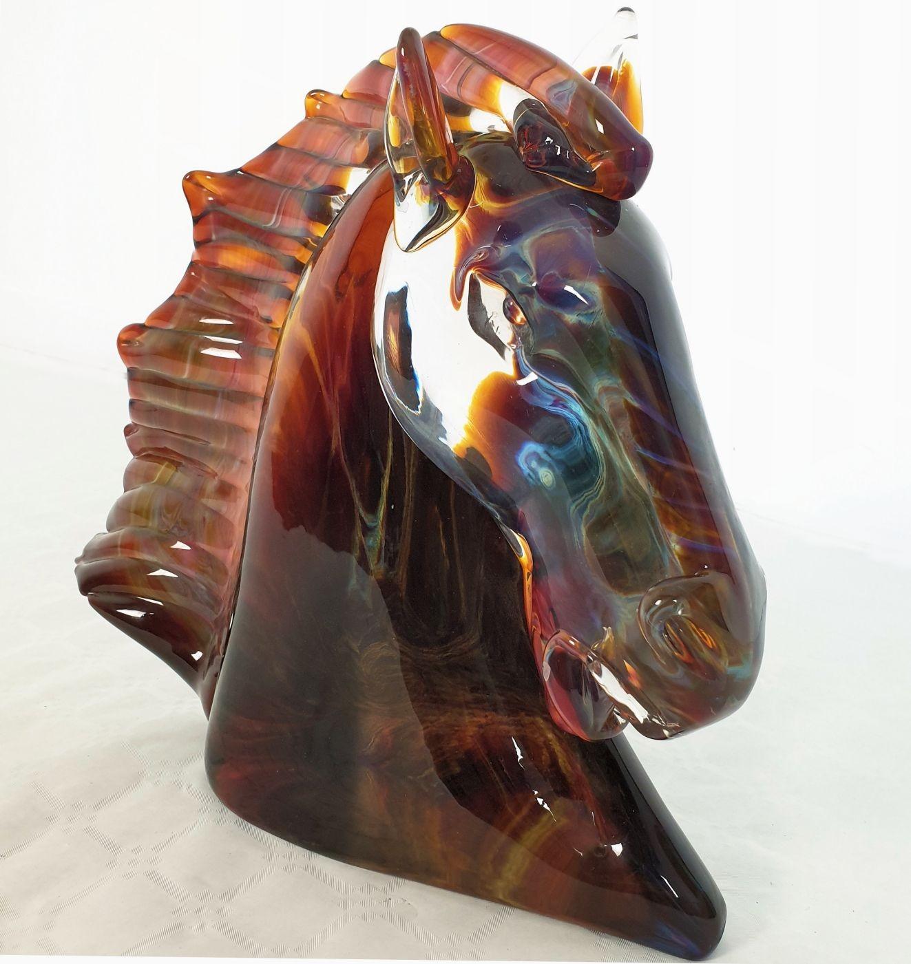 Italian Murano glass horse sculpture, signed