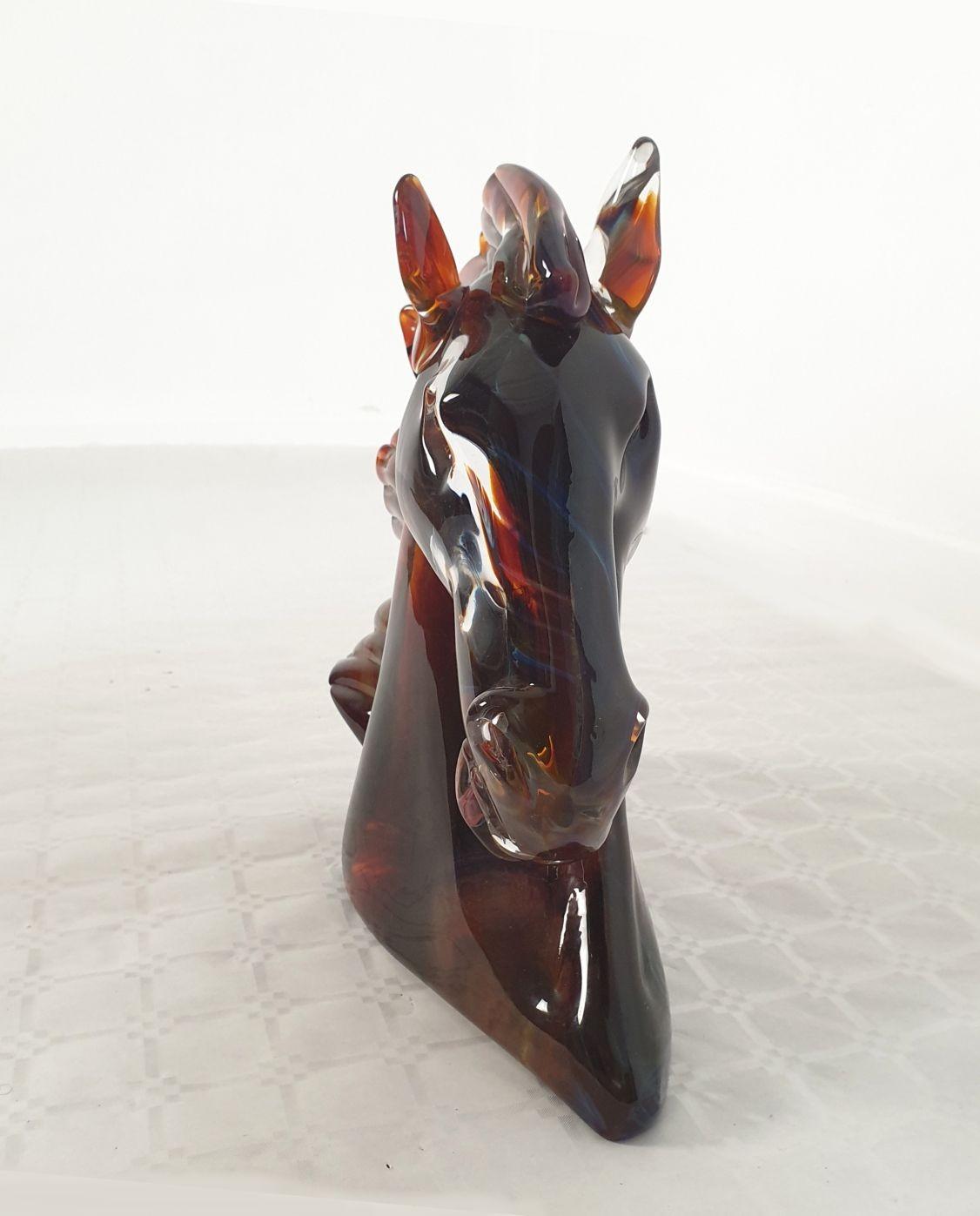 Murano glass horse sculpture, signed In Excellent Condition In Dallas, TX
