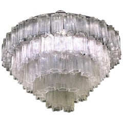 Tronchi-Kronleuchter aus Muranoglas in Eisfarbe von Toni Zuccheri für Venini, 1960