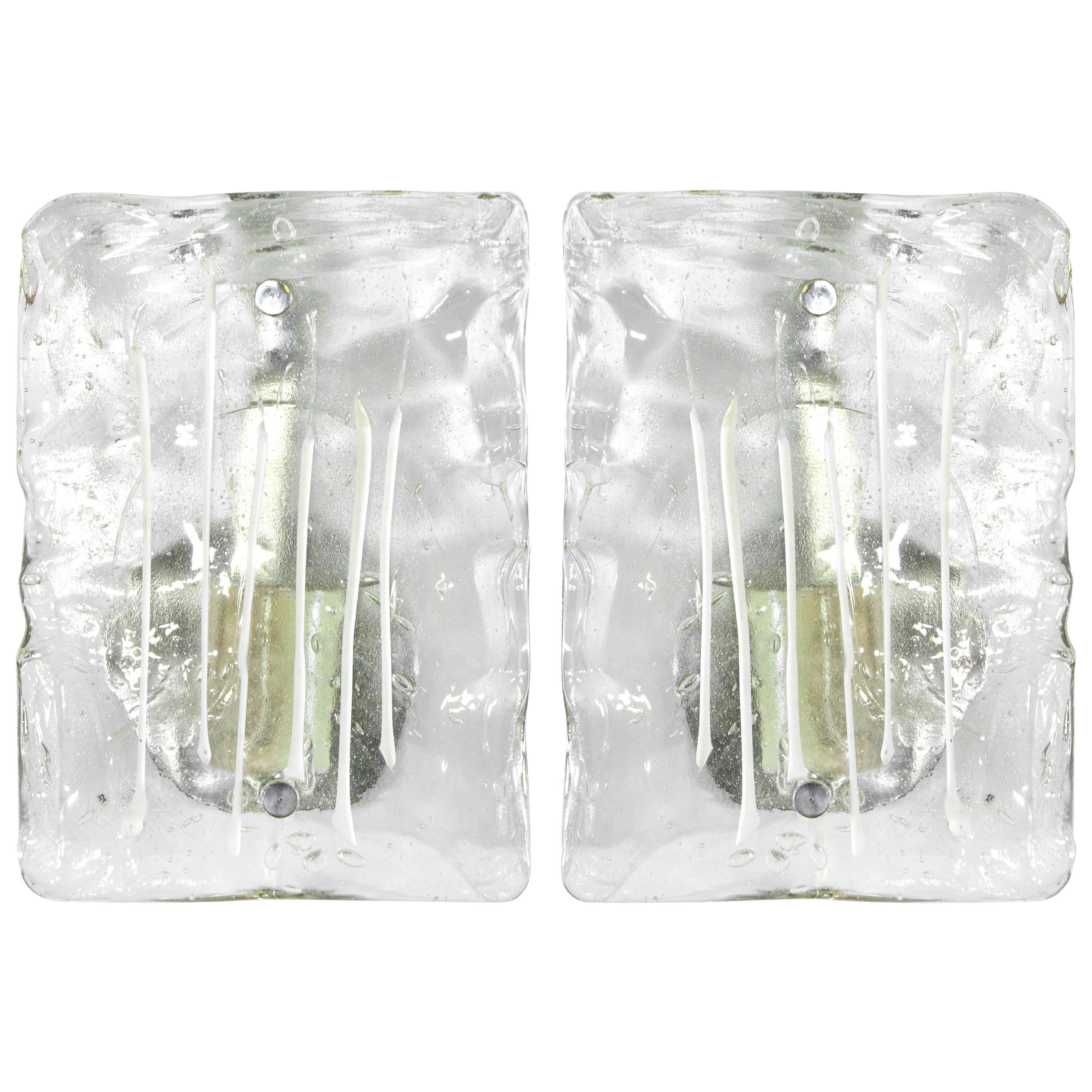 Appliques à gouttes de glace en verre de Murano, Autriche, années 1960 en vente