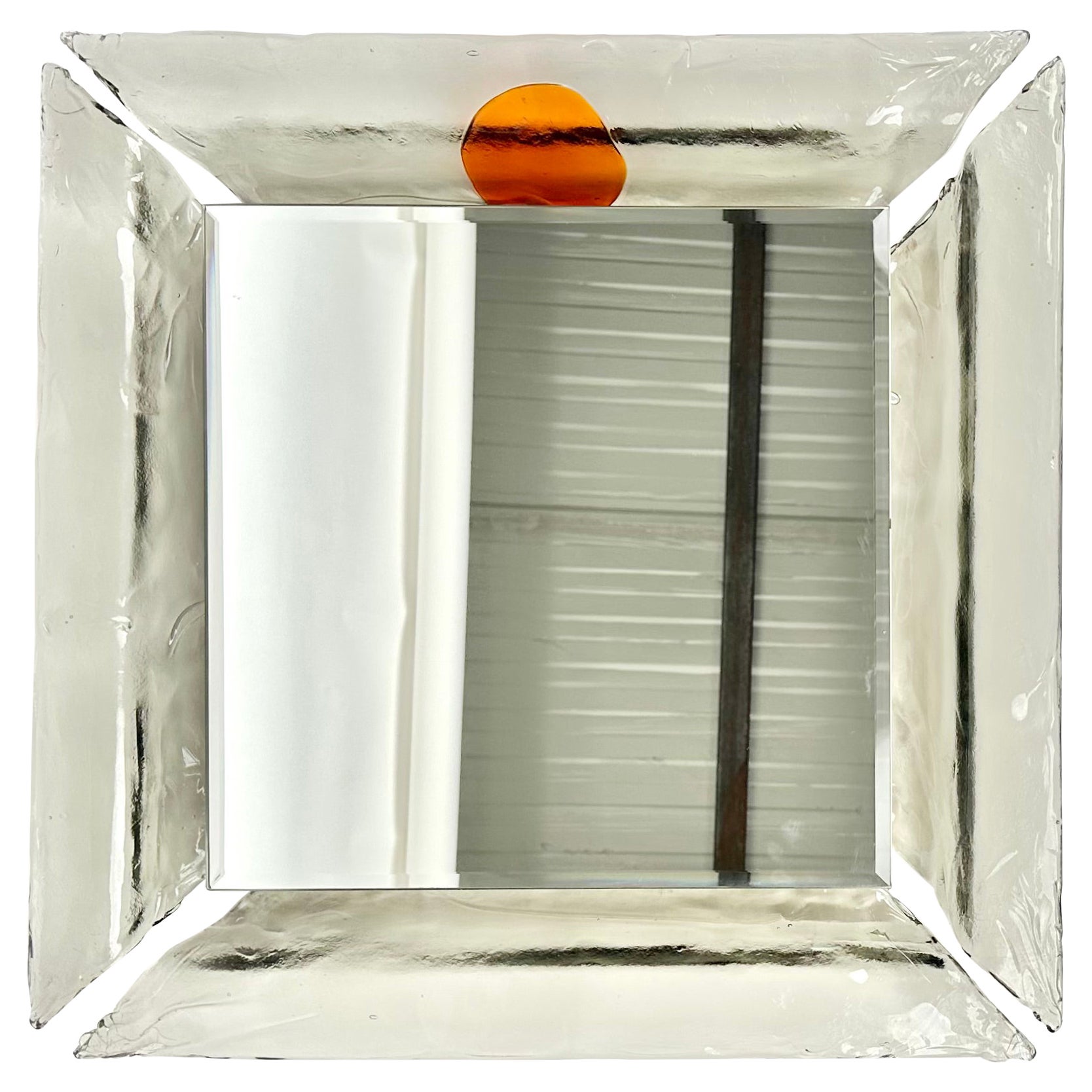 Murano Glass Illuminated Border Wall Mirror Carlo Nason for Mazzega, Italy 1970s