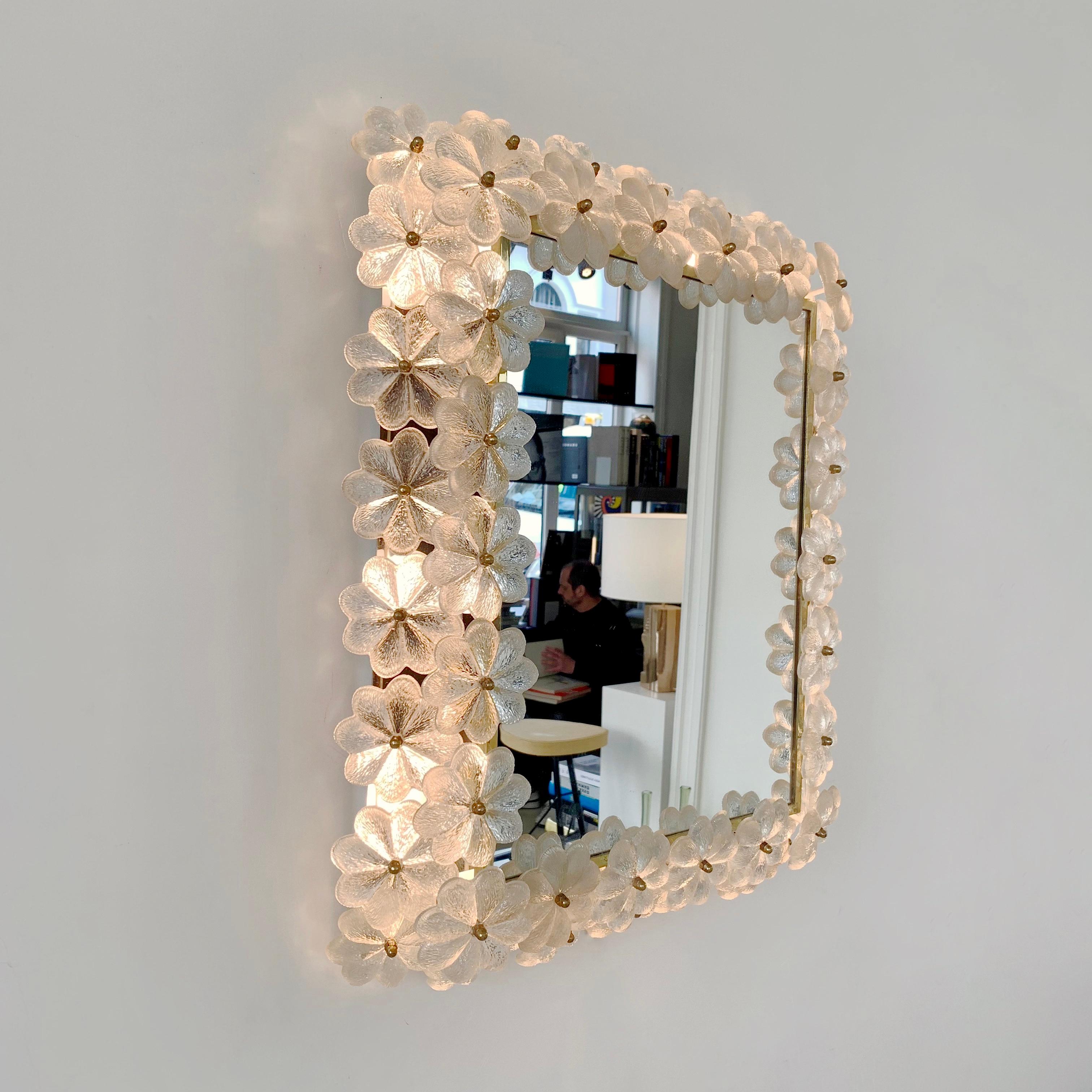 Murano Glass Illuminated Mirror, circa 1960, Italy In Good Condition In Brussels, BE