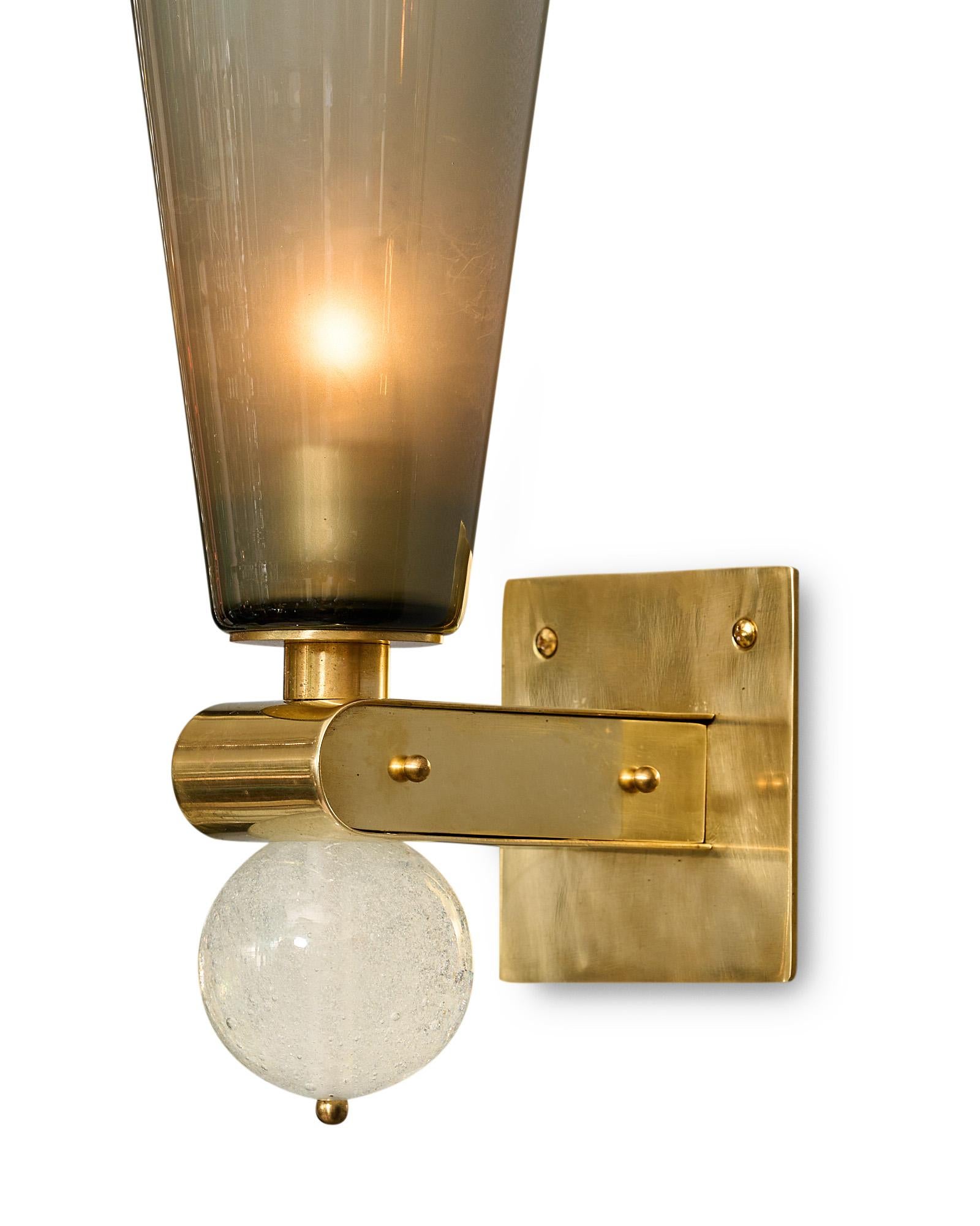 Mid-Century Modern Murano Glass “Imperium” Sconces For Sale
