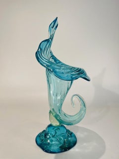Murano glass in blue Cornucopia vase circa 1950