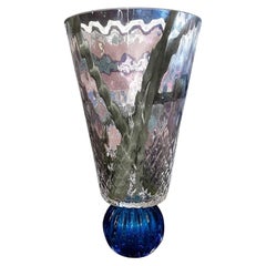 Handgefertigte Vase aus Muranoglas in Blau Handgefertigt in Italien