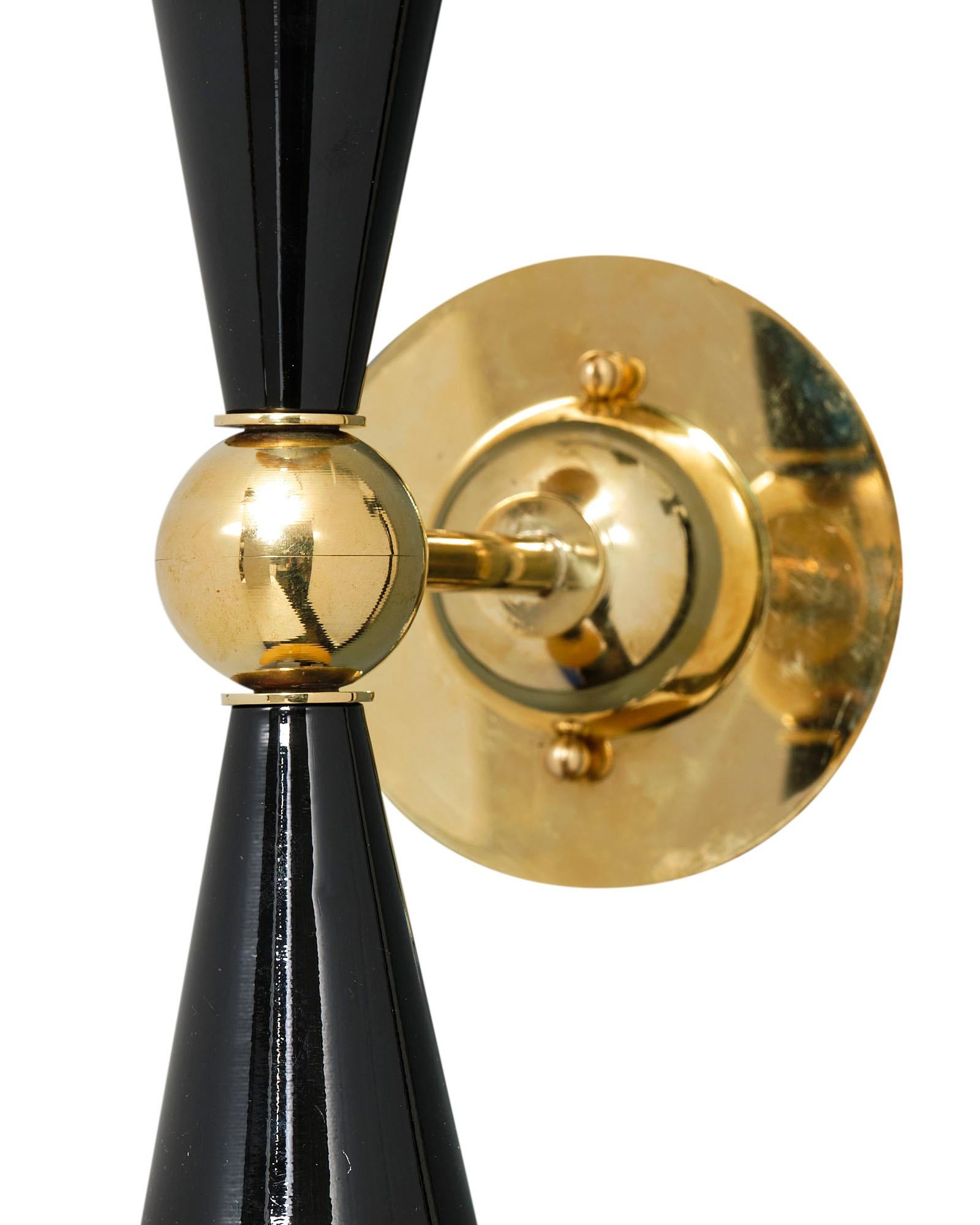 Brass Murano Glass “Incamiciato” Stilnovo Sconces For Sale