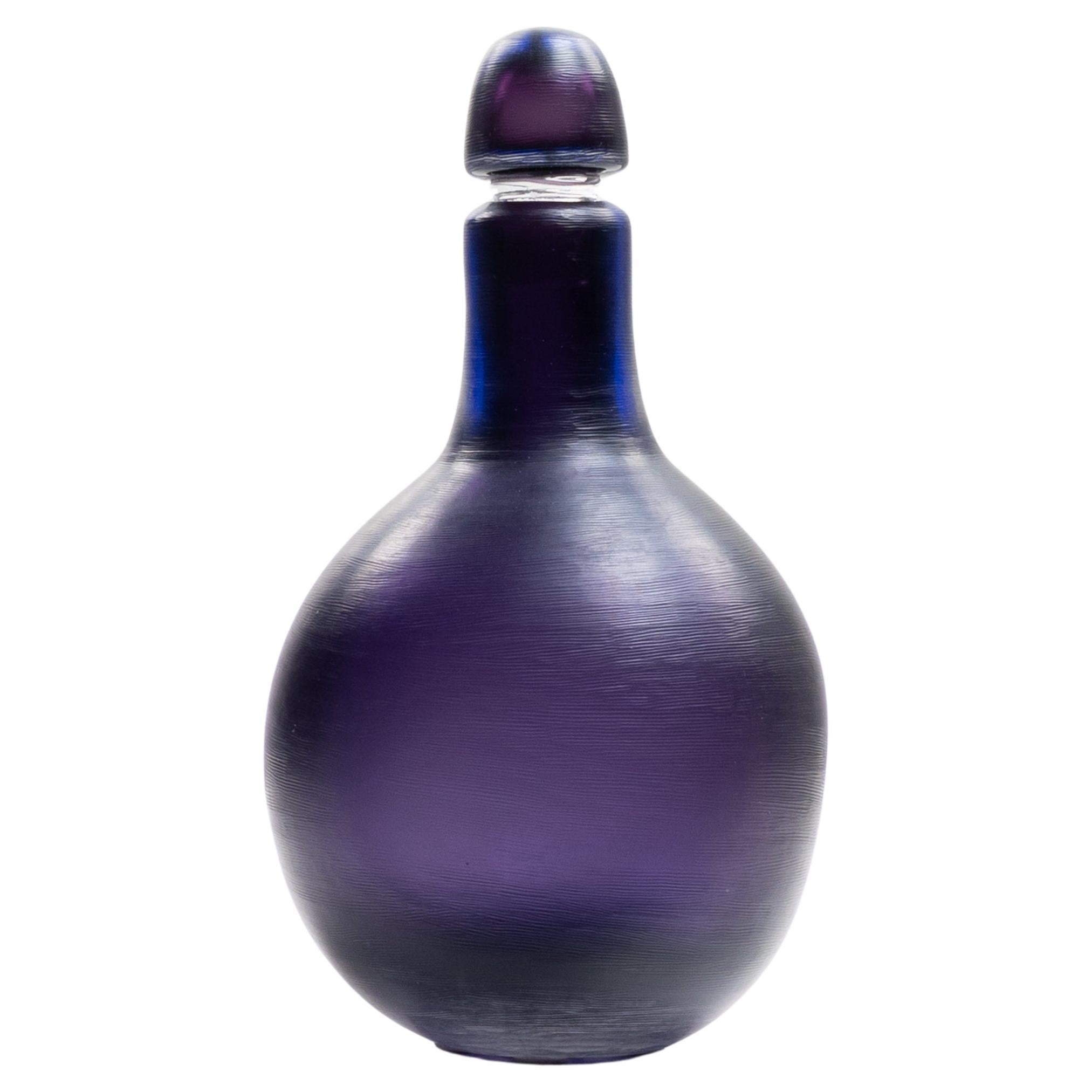 Pre-owned Venini Murano Glass �inciso� Bottle (decanter) With Stopper By Paolo , Murano In Purple