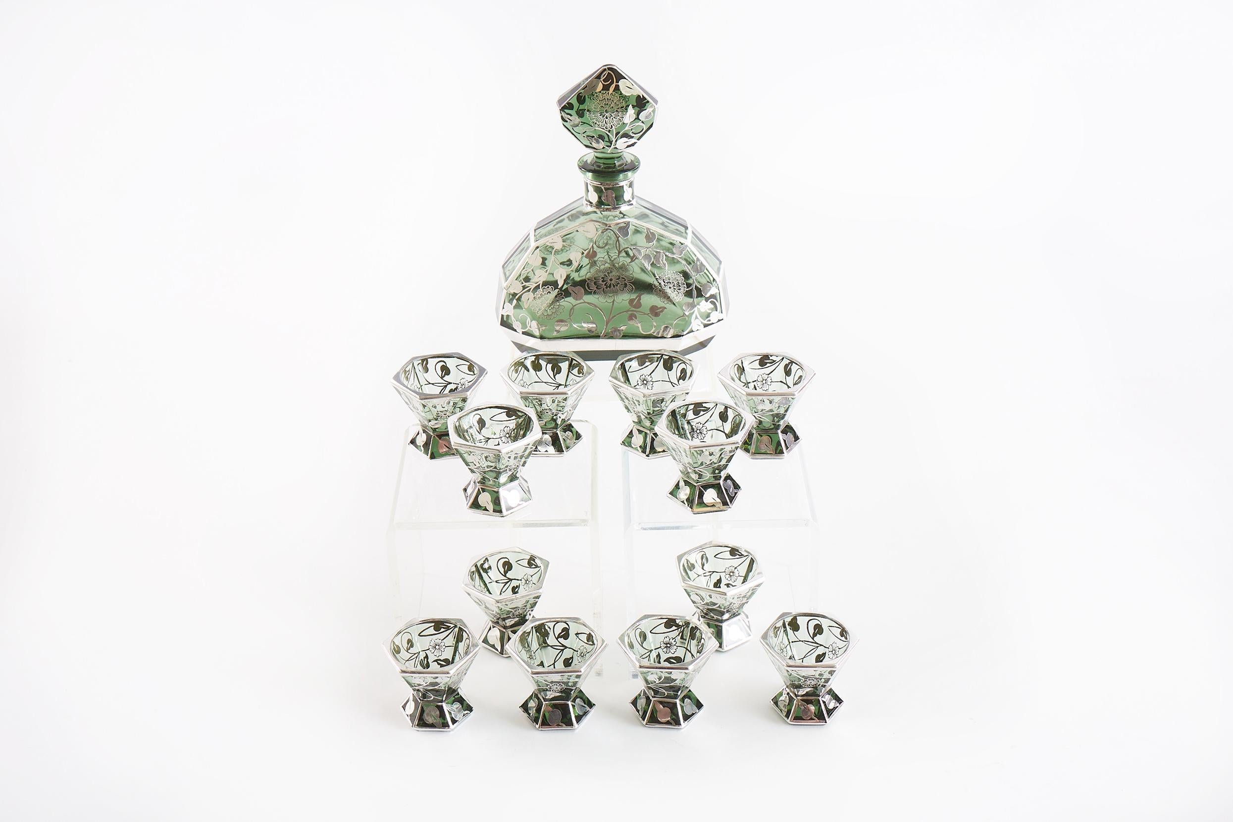 Barzubehör aus Muranoglas mit Intarsien aus Silber im Angebot 5