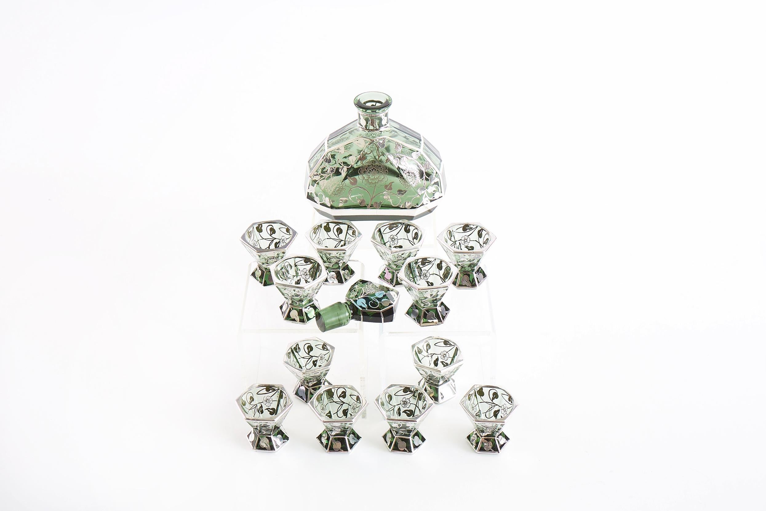Barzubehör aus Muranoglas mit Intarsien aus Silber im Angebot 3
