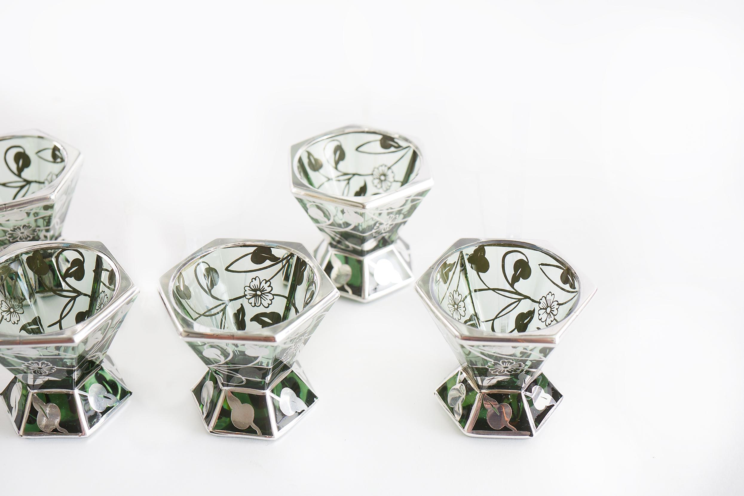 Barzubehör aus Muranoglas mit Intarsien aus Silber im Angebot 4