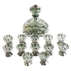 Used Murano Glass / Inlaid Silver Barware Service