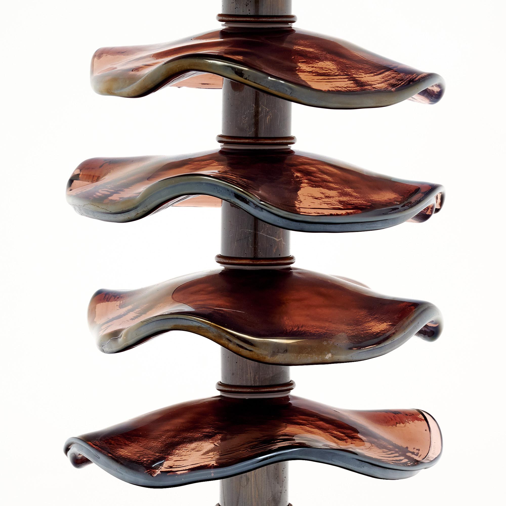 Italian Murano Glass Iridescent Burgundy Disc Lamps For Sale
