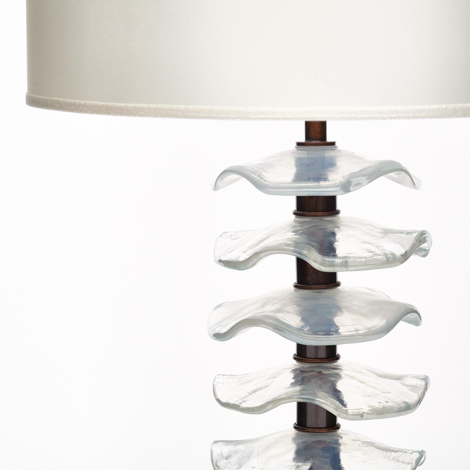 italien Lampes à disque irisées en verre de Murano en vente