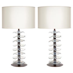 Murano Glass Iridescent Disc Lamps
