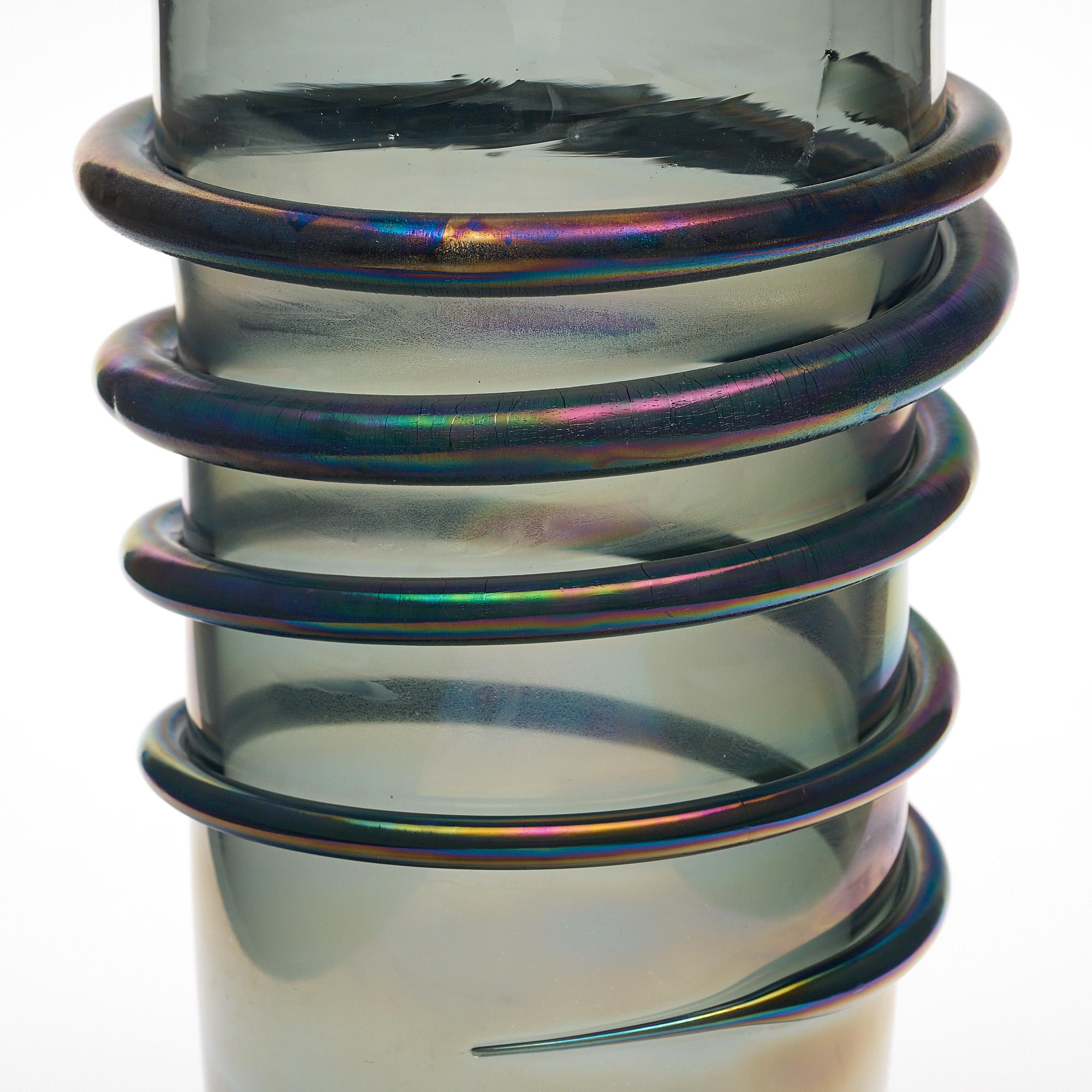 Murano Glass Iridescent ‘Linee’ Vase In Good Condition For Sale In Austin, TX