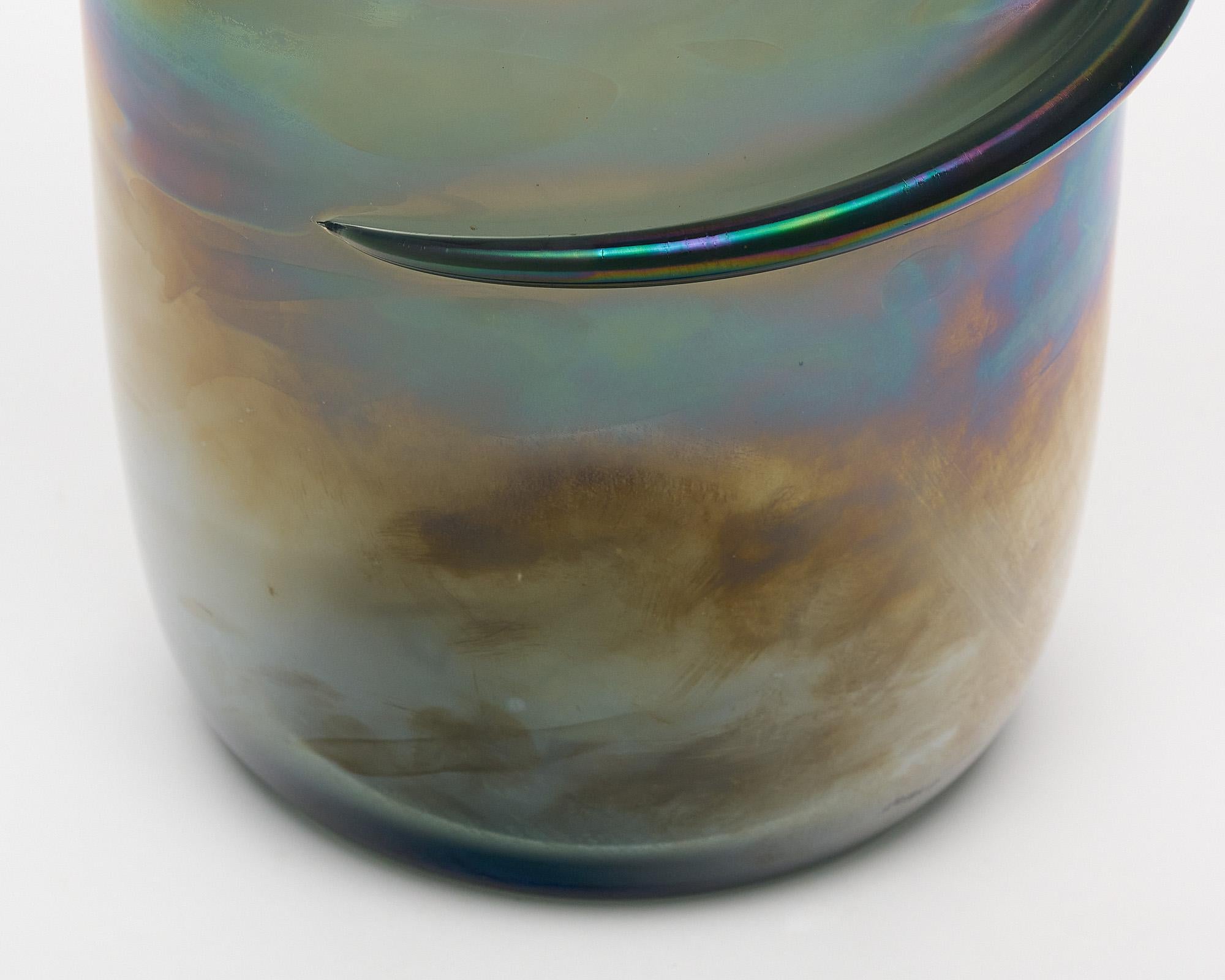 Contemporary Murano Glass Iridescent ‘Linee’ Vase For Sale