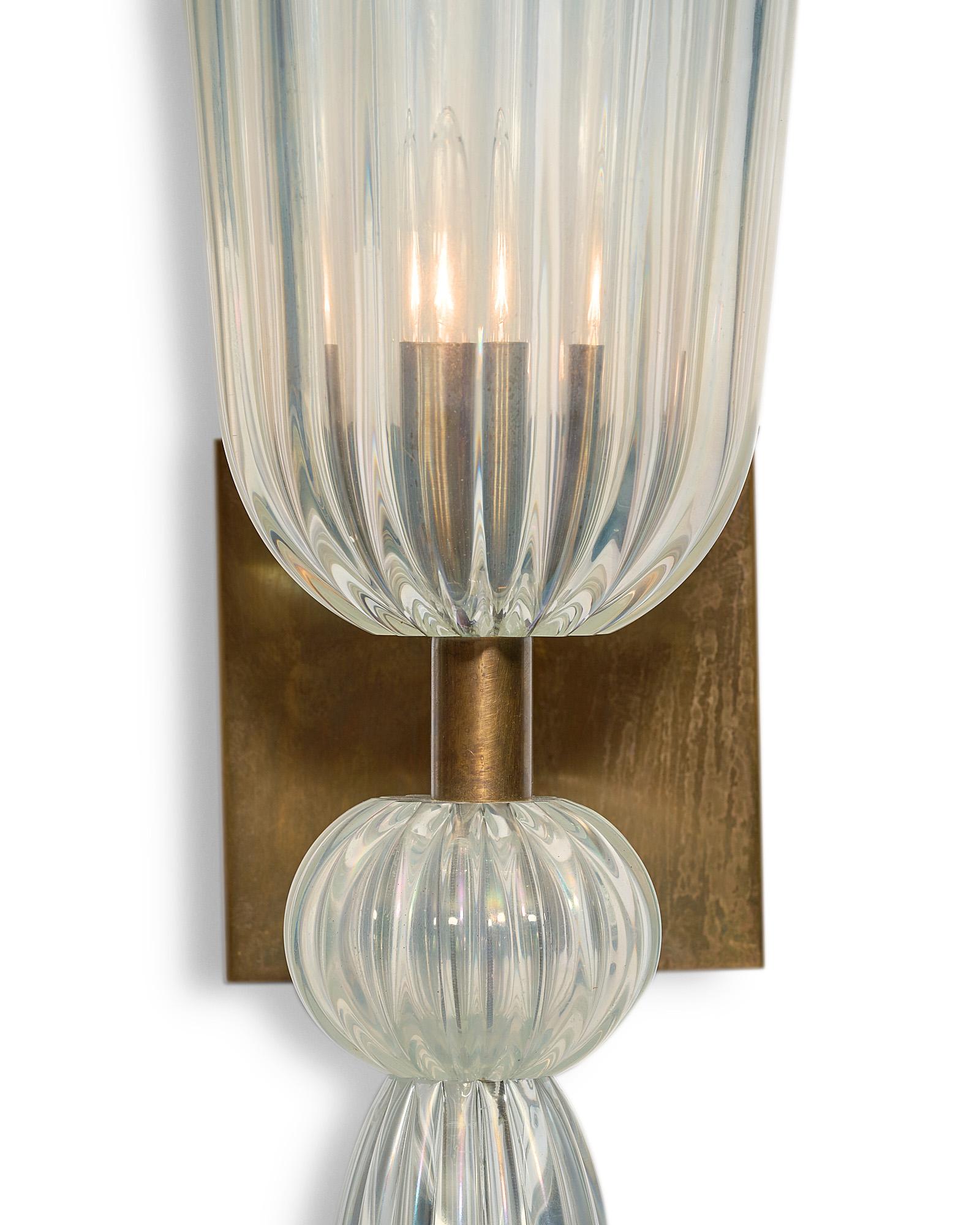 Murano Glass Iridescent Torch Sconces For Sale 2