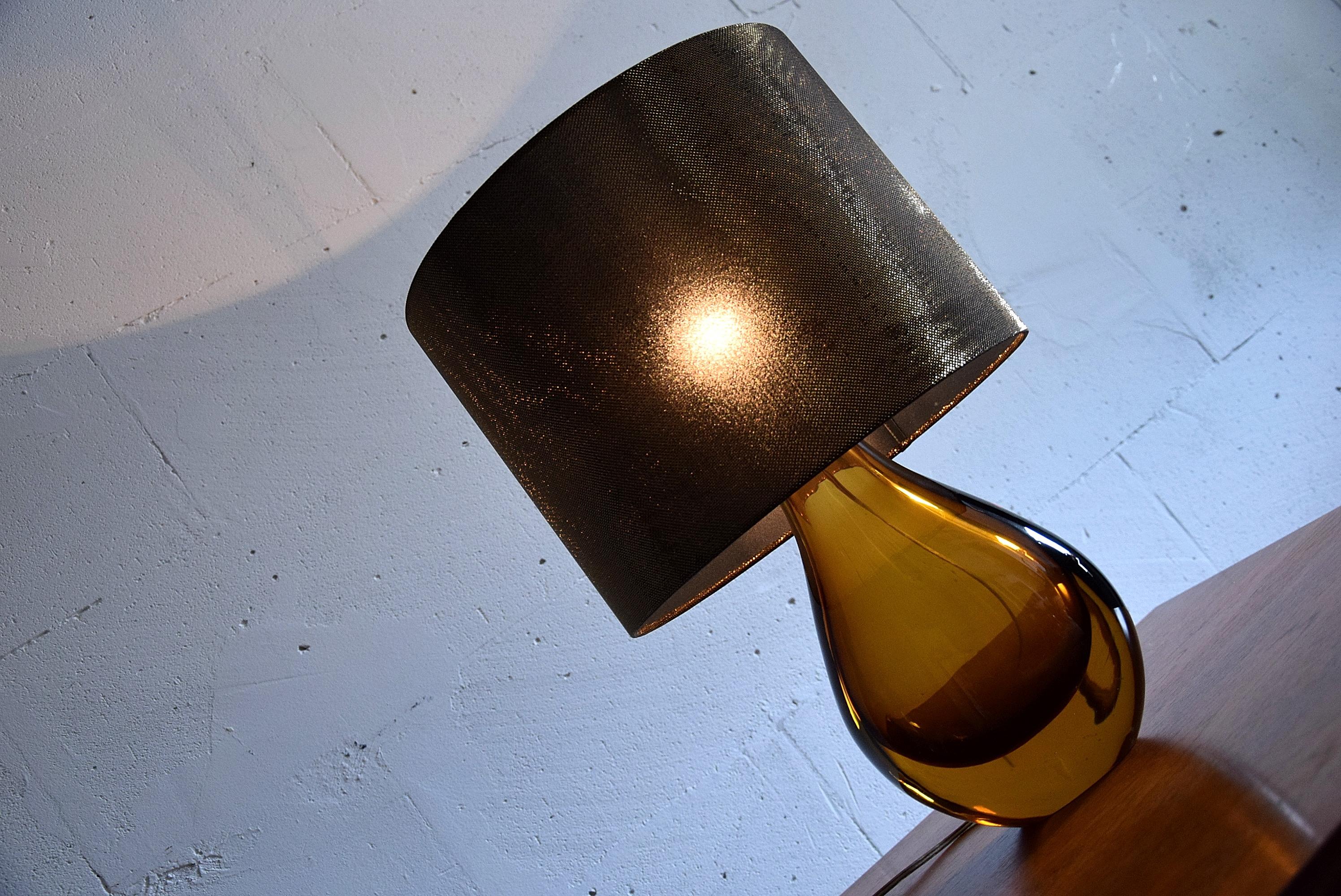 Blown Glass Murano Glass Italian Mid-Century Modern Amber Table Lamp