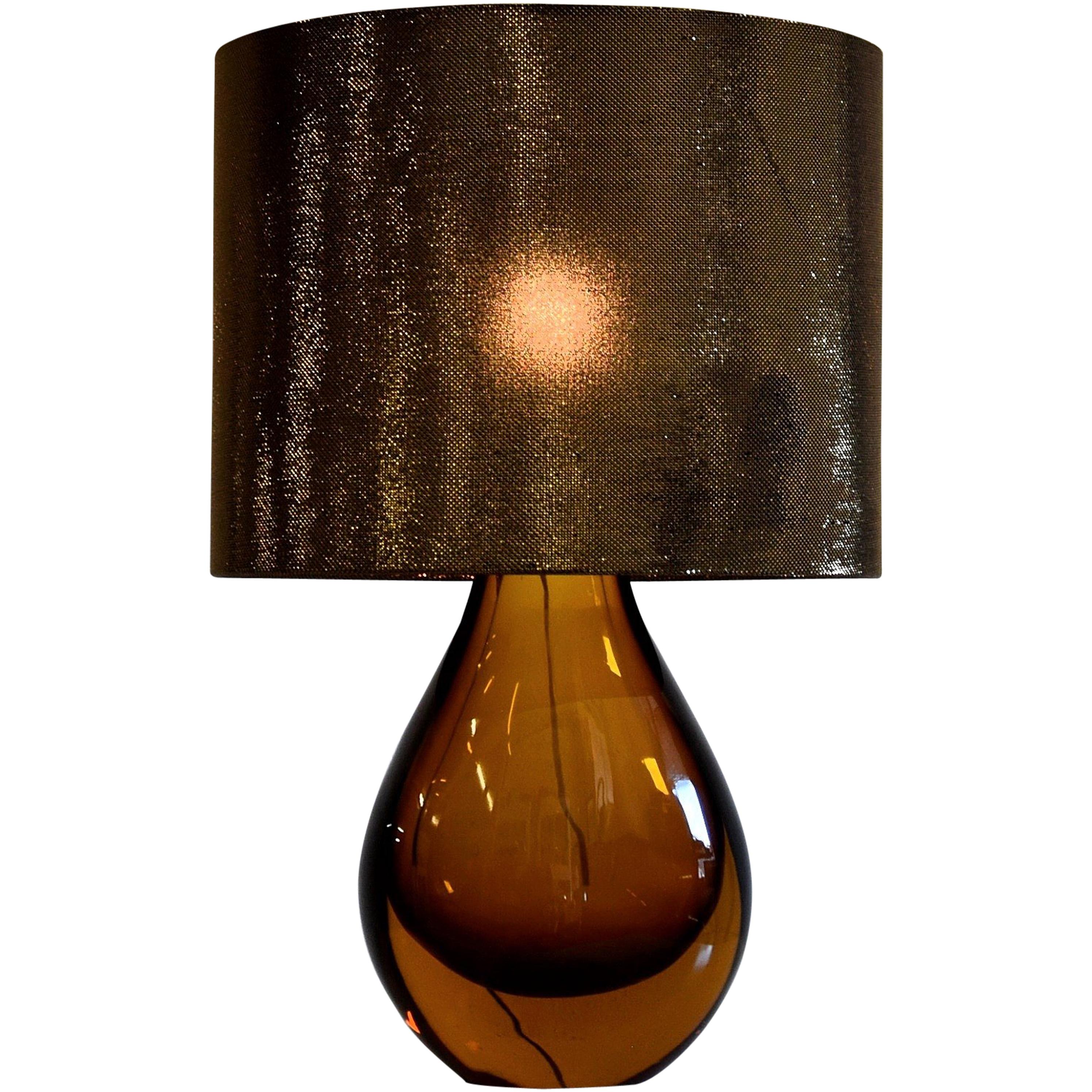 Murano Glass Italian Mid-Century Modern Amber Table Lamp