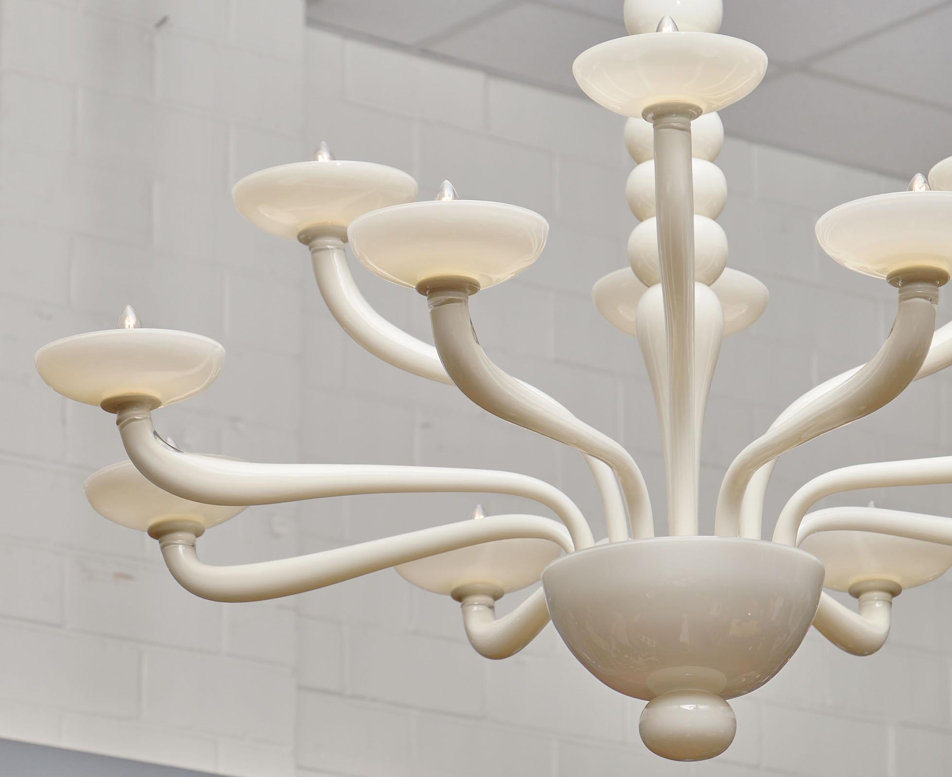 Murano Glass Ivory Chandelier For Sale 1