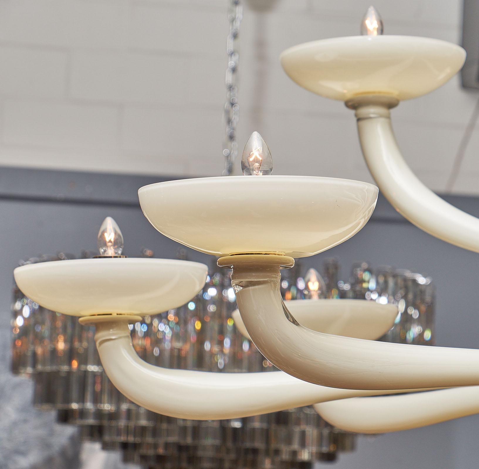 Murano Glass Ivory Chandelier For Sale 2