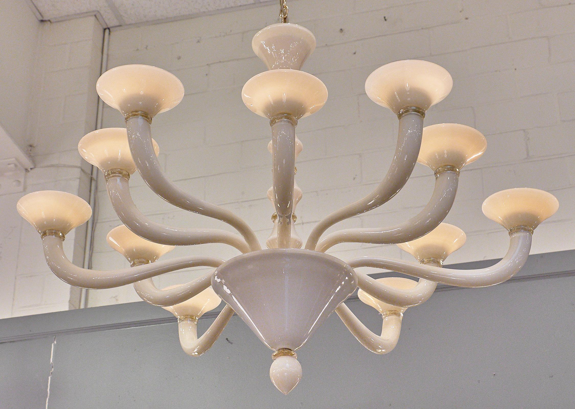 Murano Glass Ivory Chandelier For Sale 2