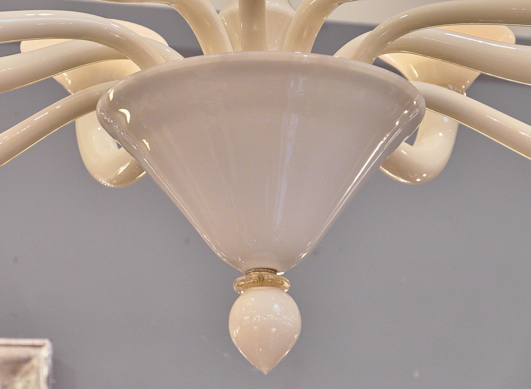 Murano Glass Ivory Chandelier For Sale 3