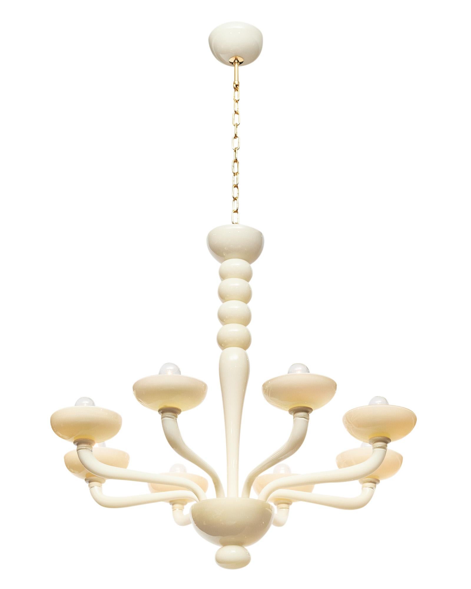 Murano Glas Elfenbein Acht-Arm-Kronleuchter (21. Jahrhundert und zeitgenössisch) im Angebot