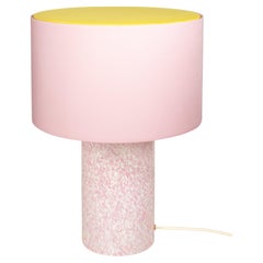 Murano Glass Ivory & Pink Pillar Lamp with Cotton Lampshade by Stories of Italy